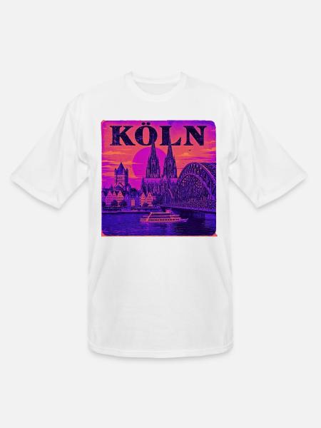 Koeln-Skyline-Retro-Sunset-Art-Print-Cologne-Köln - Men's Tall T-Shirt - white