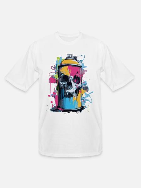 Skull Graffiti Spray Can - Men's Tall T-Shirt - white