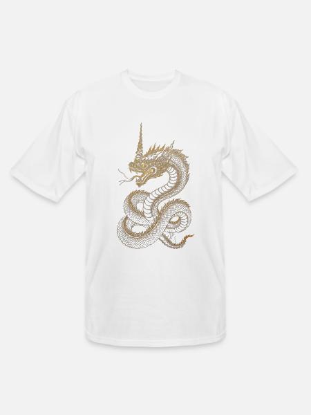 Golden Dragon Embroidery Art - Men's Tall T-Shirt - white