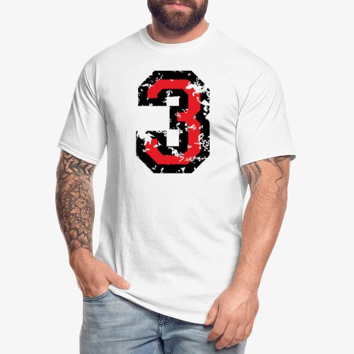 Number 3 (Distressed Red) - Men's Tall T-Shirt