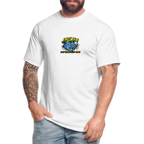 fierce logo template with an electric cat illustra - Men's Tall T-Shirt