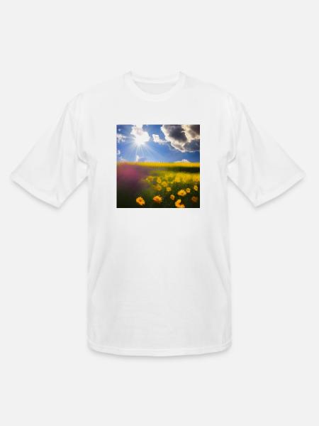 Summer Blue Sky Yellow Flowers - Men's Tall T-Shirt - white
