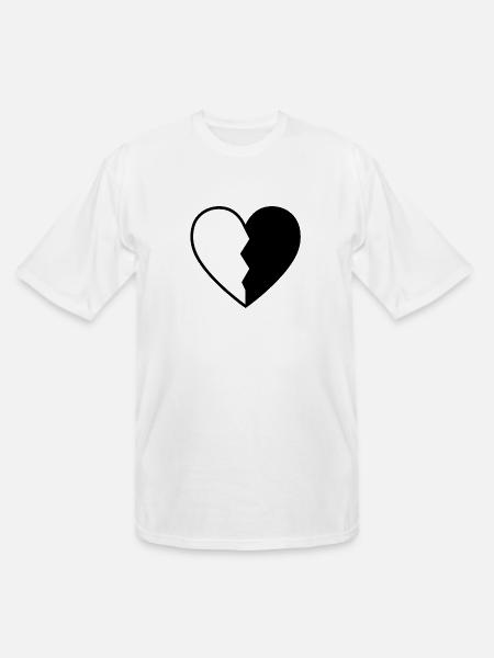 black and white heart - Men's Tall T-Shirt - white