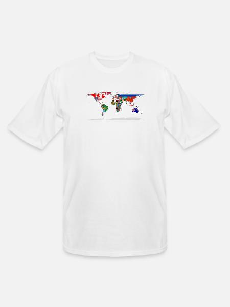 Flag Map Of The World - Men's Tall T-Shirt - white