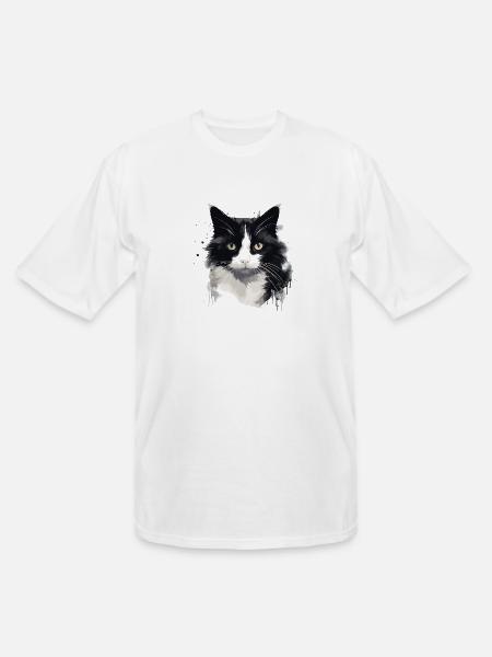 Tuxedo Cat Face - Men's Tall T-Shirt - white