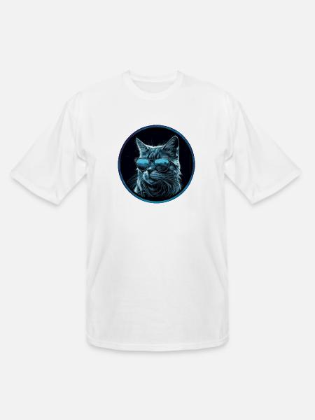 Cool blue Cat with Sunglasses - Men's Tall T-Shirt - white