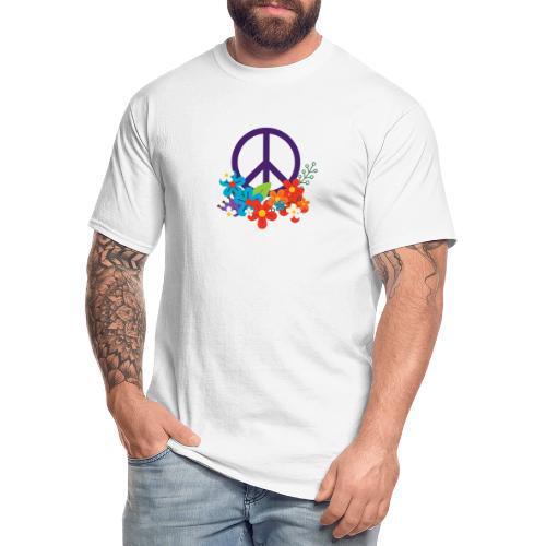 Hippie Peace Design With Flowers - Men's Tall T-Shirt