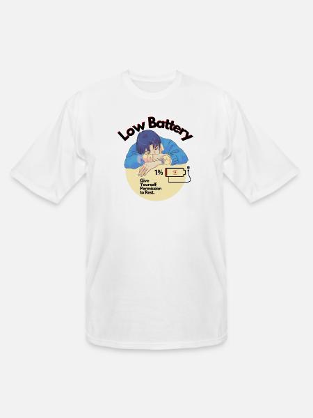 Permission to Rest Battery - Men's Tall T-Shirt - white
