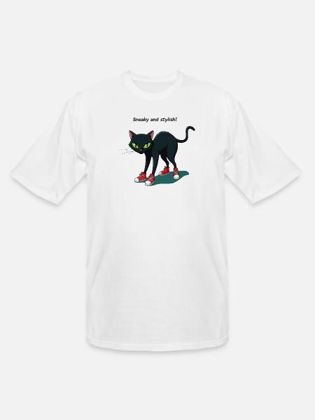 Midnight Cat in Red Sneakers - Men's Tall T-Shirt - white
