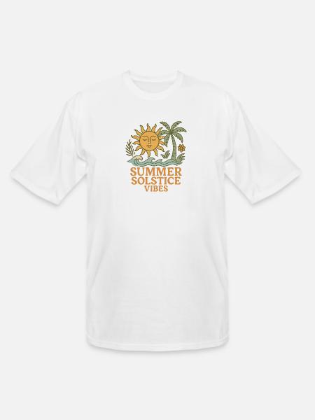 Summer Solstice Vibes Sun and Palm Design - Men's Tall T-Shirt - white