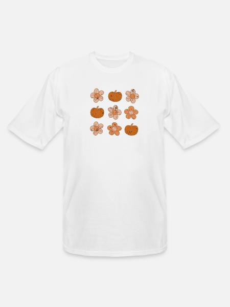 Rustic Pumpkin and Flower Pattern - Men's Tall T-Shirt - white