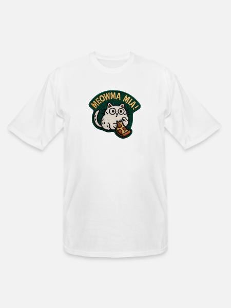 Meowma Mia Embroidered Patch - Men's Tall T-Shirt - white