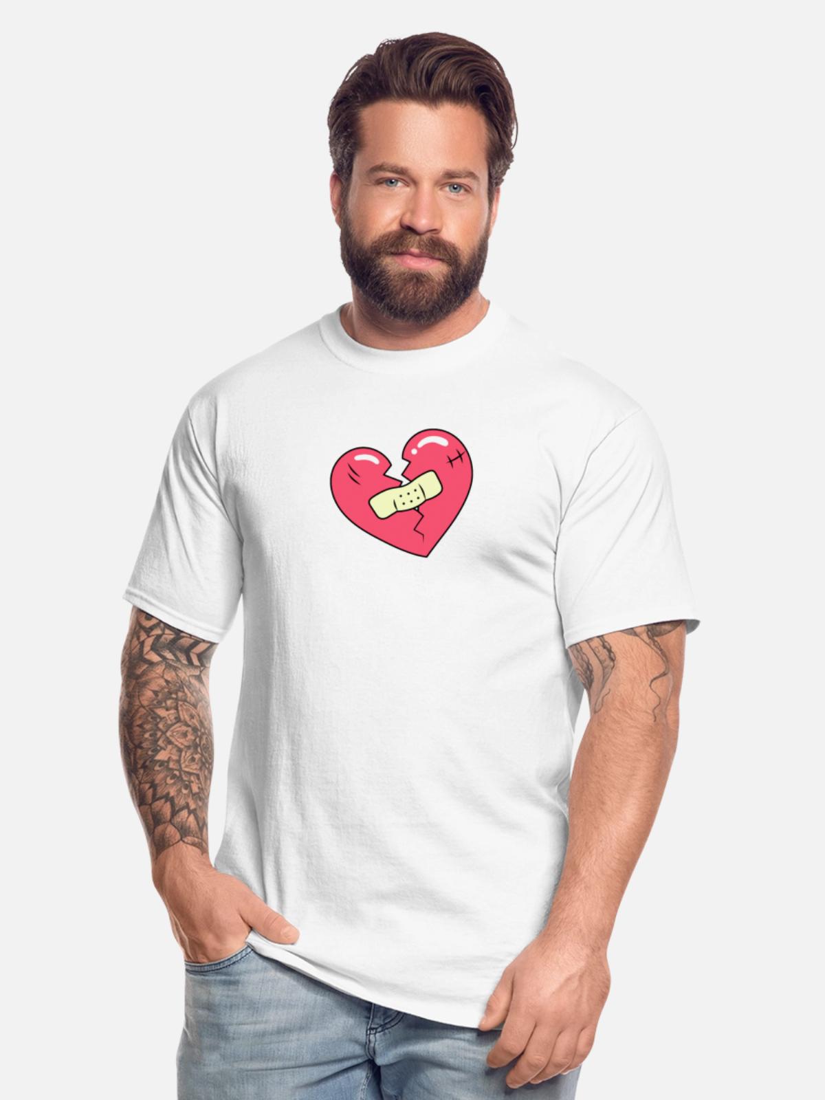 Broken Heart and Patch - Men's Tall T-Shirt - white - Front - Brady (186cm)