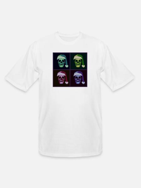 Pop Art Skull Santa Halftone - Men's Tall T-Shirt - white