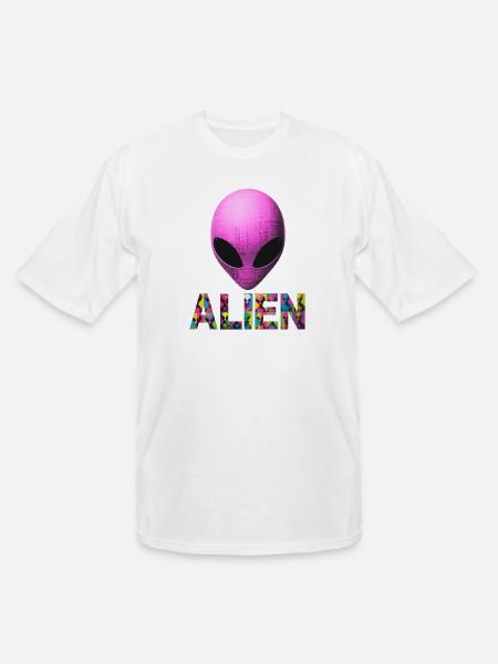 Neon Alien Word Mosaic - Men's Tall T-Shirt - white