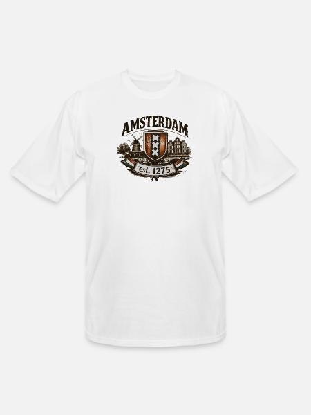 Amsterdam – Windmill & Canal Crest - Men's Tall T-Shirt - white