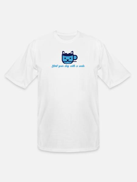 Blue Cat Morning Smile - Men's Tall T-Shirt - white