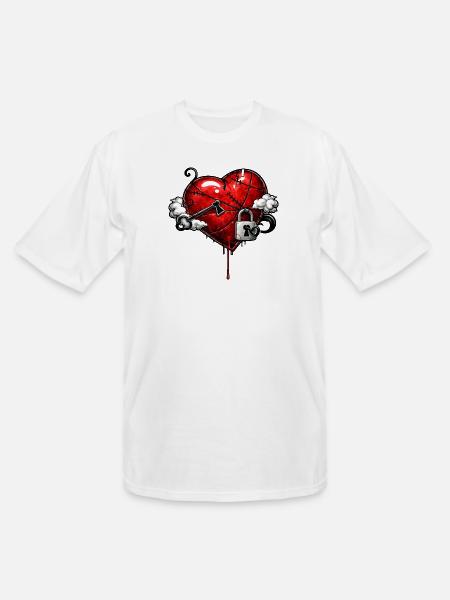 Scarred Heart with Lock - Men's Tall T-Shirt - white
