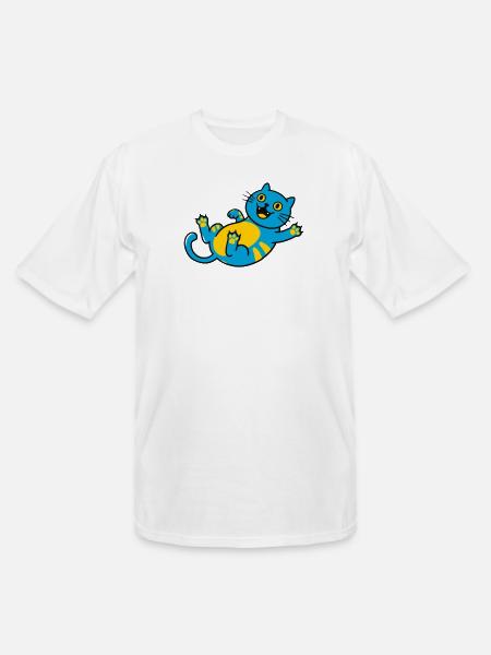 Blue Cat Playful Belly Art - Men's Tall T-Shirt - white