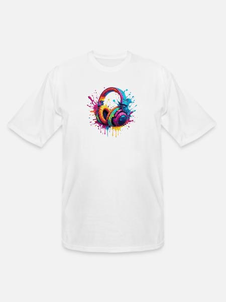 Neon Splash Headphones Art - Men's Tall T-Shirt - white