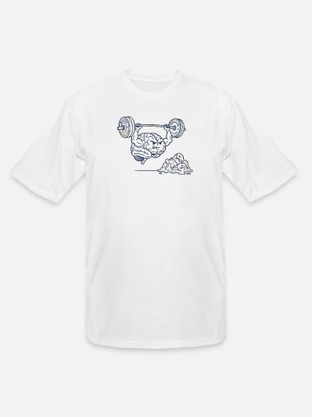 Brain Gains Lifting Weights - Men's Tall T-Shirt - white