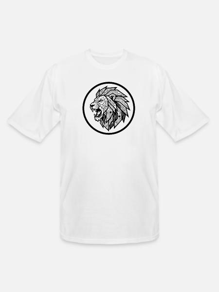Future Tech Lion - Geometric Circuit Art - Men's Tall T-Shirt - white