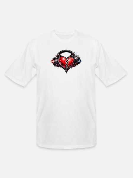 Broken Heart with Headphones - Men's Tall T-Shirt - white