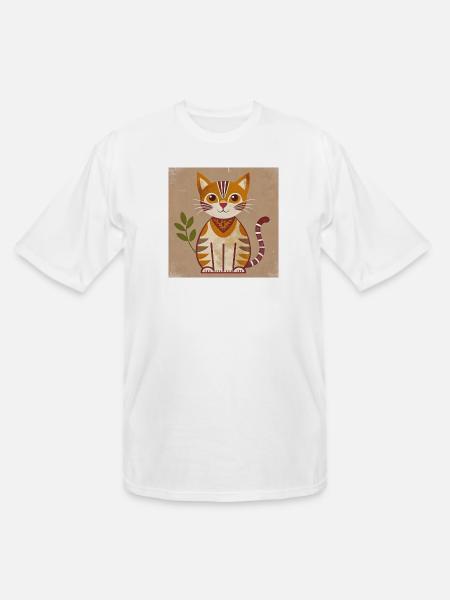 Rustic Geometric Cat Illustration - Men's Tall T-Shirt - white
