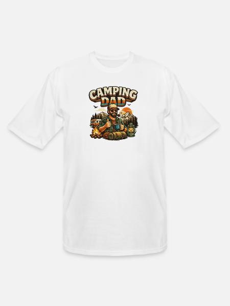Camping Dad at Sunset Campfire - Men's Tall T-Shirt - white