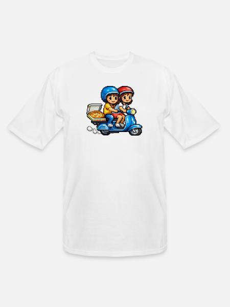 Boy and Girl on Vespa with Pizza! - Men's Tall T-Shirt - white