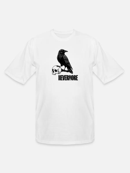 Raven and Skull Monochrome Gothic - Men's Tall T-Shirt - white