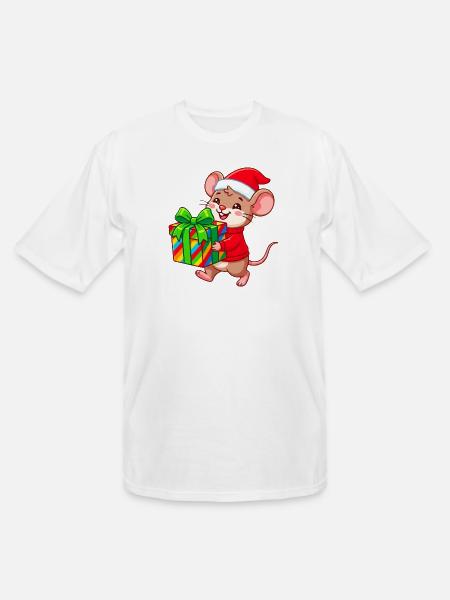 Cheerful Holiday Mouse Gift - Men's Tall T-Shirt - white