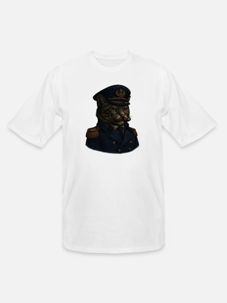 Admiral Whiskers: The Feline Commander - Men's Tall T-Shirt - white