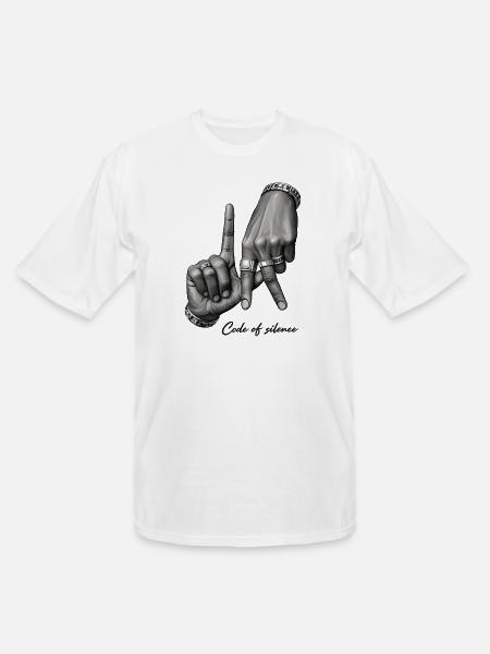 Code of Silence Grayscale Gesture - Men's Tall T-Shirt - white
