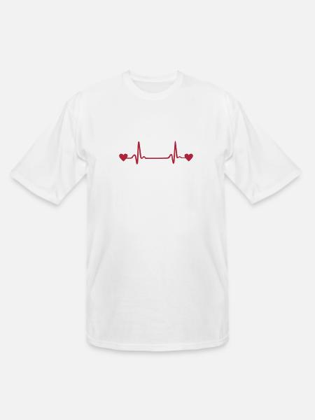 Heartbeat, EKG, ECG, Heart - Men's Tall T-Shirt - white