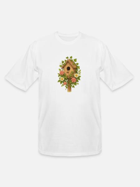 Rustic Floral Birdhouse Design - Men's Tall T-Shirt - white