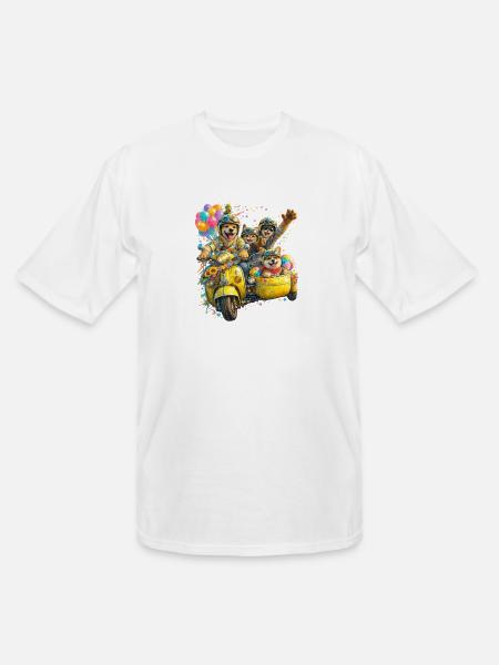 Puptastic Parade on Yellow Scooter - Men's Tall T-Shirt - white