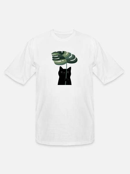 Cat and Plant - Men's Tall T-Shirt - white