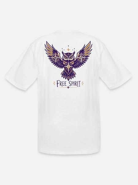  Free Spirit Owl & Stars - Men's Tall T-Shirt - white
