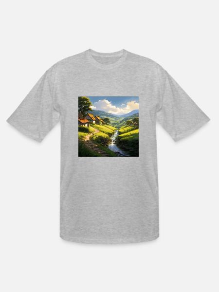 rustic stone houses village - Men's Tall T-Shirt - heather gray