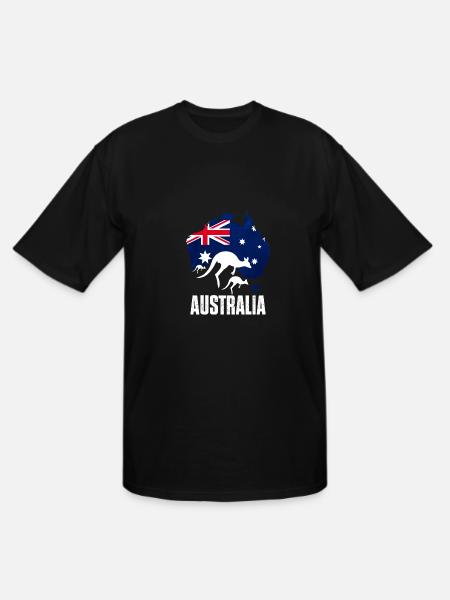 Australian Map With Kangaroo - Men's Tall T-Shirt - black