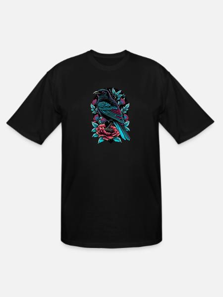 Floral Raven - Men's Tall T-Shirt - black