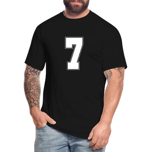 White Number 7 – Varsity Font - Men's Tall T-Shirt
