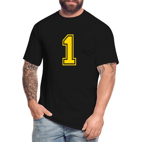 Number 1 in a classic athletic collegiate font - Men's Tall T-Shirt
