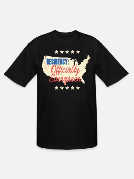Green Card Residency Officially Evergreen - Men's Tall T-Shirt - black