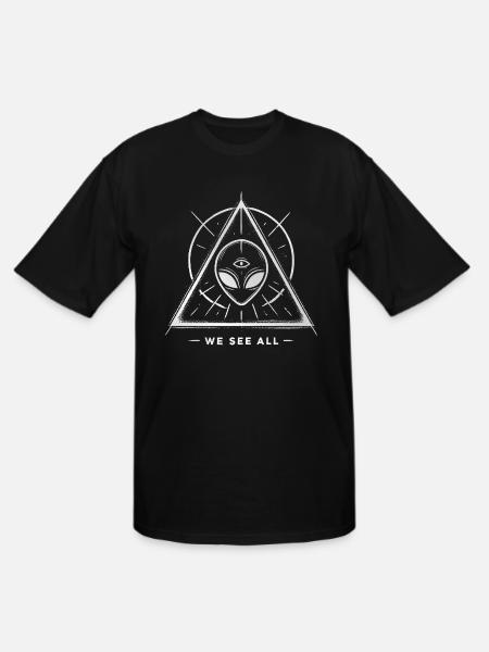 Alien Symbol We See All Cosmic Mystery Tee - Men's Tall T-Shirt - black