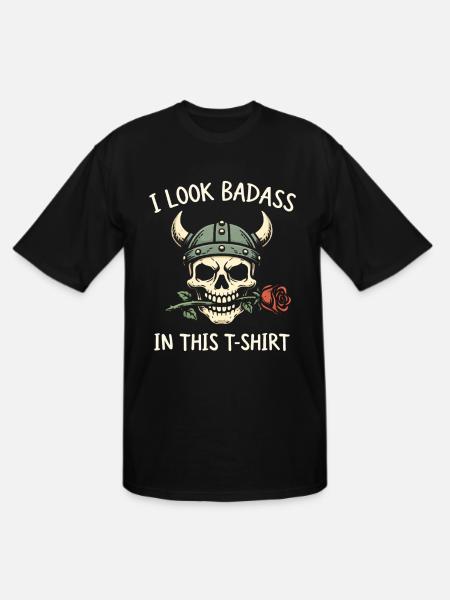 Badass Skull Viking Tee - Men's Tall T-Shirt - black