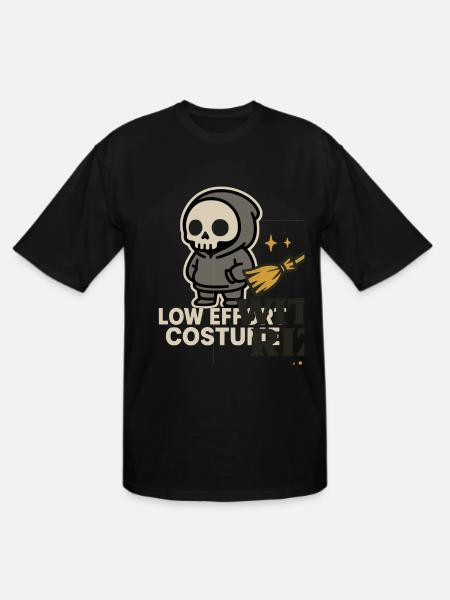 Skeleton Hoodie with Broom - Men's Tall T-Shirt - black