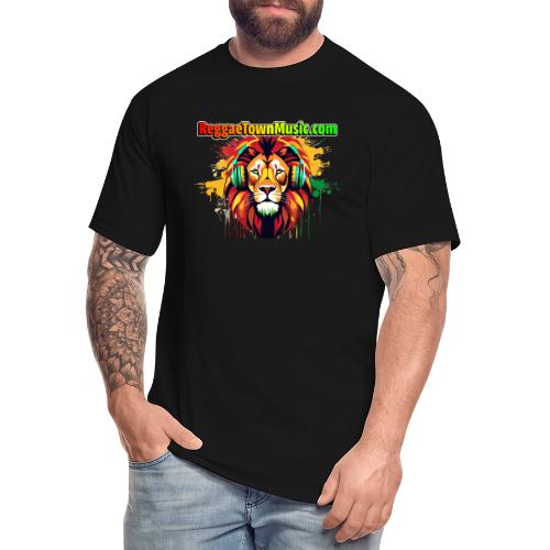 Reggae lion head music vibrant rasta dj art tee - T-shirt grande taille homme