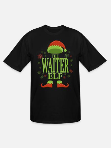 Waiter Christmas Elf - Men's Tall T-Shirt - black